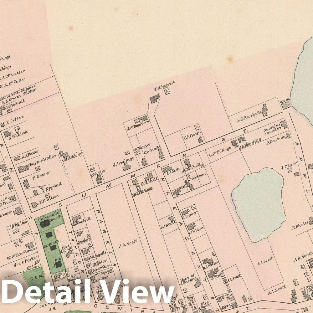 Historic Map : Atlas of Essex County, Saugus 1884 , v3, Vintage Wall Art