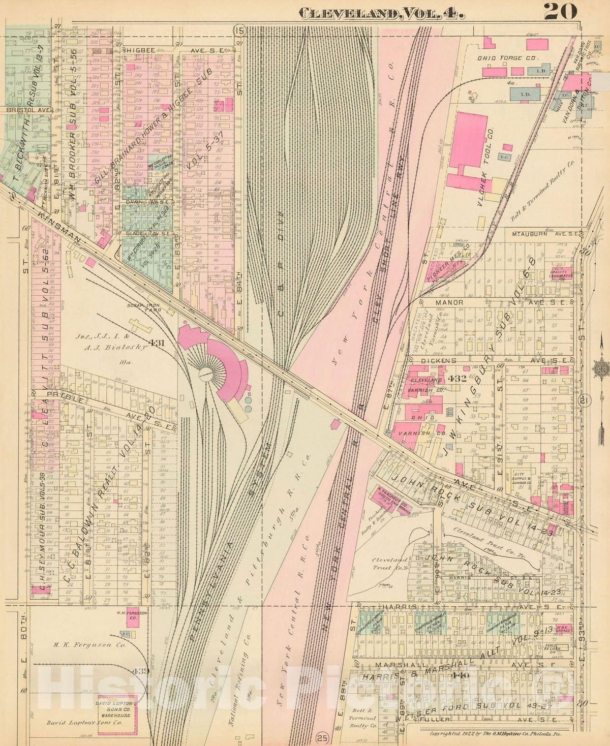 Historic Map : Atlas City of Cleveland, Vol. Four, Cleveland 1922 20R , Vintage Wall Art
