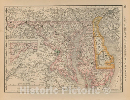 Historic Map : Delaware & Maryland 1877 , Business Atlas of the USA , Vintage Wall Art