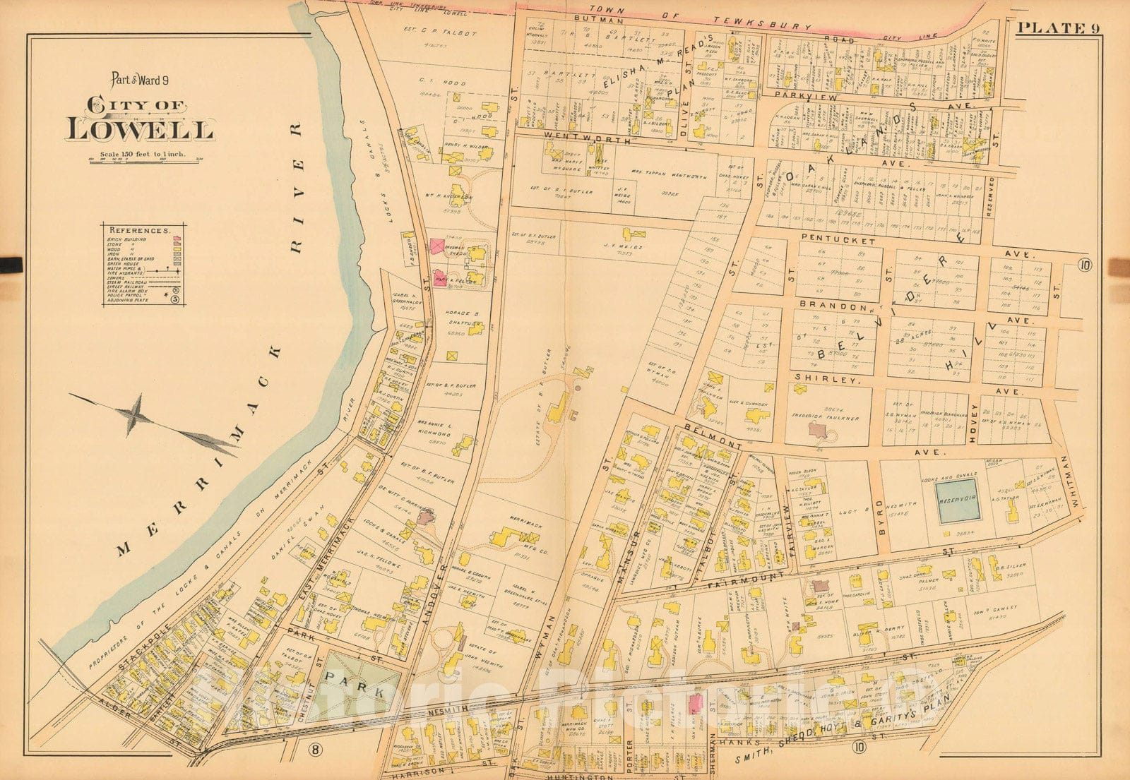 Historic Map : Atlas City of Lowell, 1896 Plate 009 , Vintage Wall Art