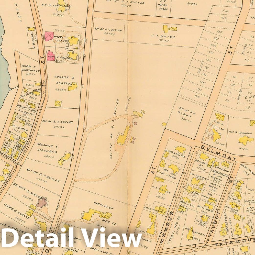 Historic Map : Atlas City of Lowell, 1896 Plate 009 , Vintage Wall Art