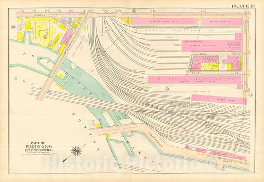 Historic Map : Atlas City of Boston, Boston Proper and Back Bay, Boston 1917 Plate 013 , Vintage Wall Art