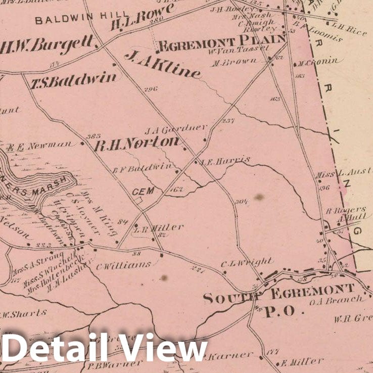 Historic Map : County Atlas of Berkshire County, Egremont 1876 , Vintage Wall Art