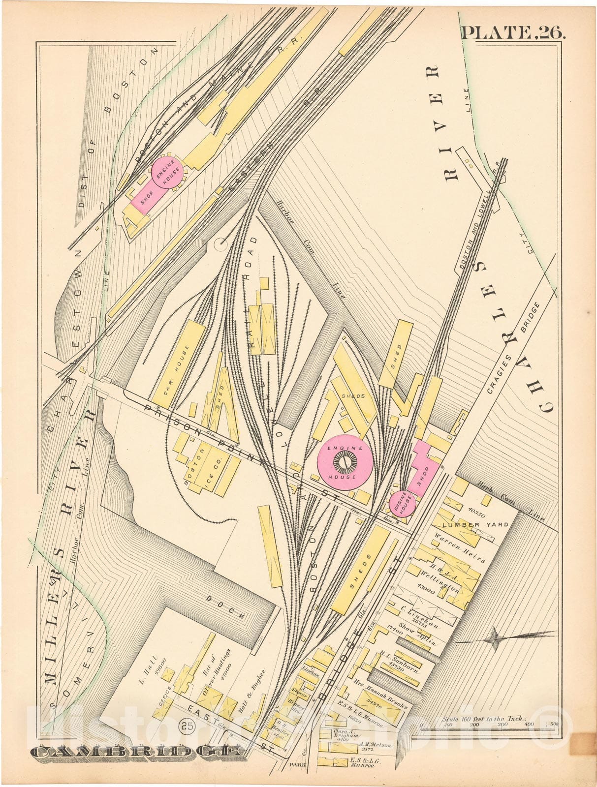 Historic Map : Atlas City of Cambridge, Cambridge 1886 Plate 026 , Vintage Wall Art