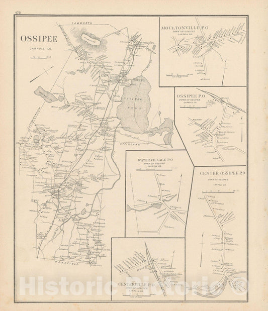 Historic Map : Ossipee 1892 , Town and City Atlas State of New Hampshire , Vintage Wall Art