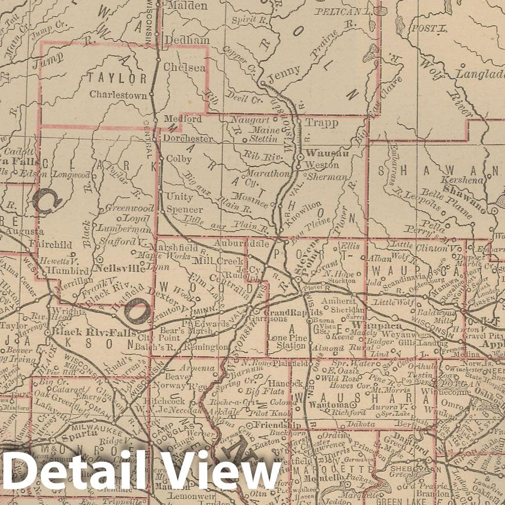 Historic Map : Wisconsin 1877 , Business Atlas of the USA , Vintage Wall Art