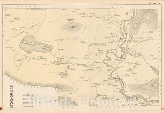 Historic Map : Atlas of Berkshire County Massachusetts, Stockbridge 1904 Plate 027 , Vintage Wall Art