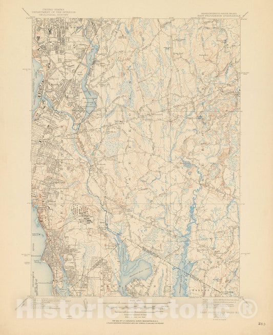 Historic Map : USGS 7.5 Minute Sheets and Quadrangles, East Providence & Rehoboth & Seekonk 1949 Topographic Map , Vintage Wall Art