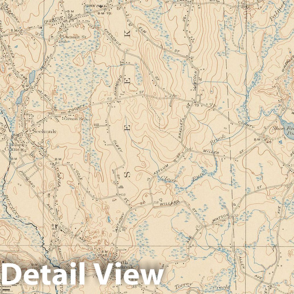 Historic Map : USGS 7.5 Minute Sheets and Quadrangles, East Providence & Rehoboth & Seekonk 1949 Topographic Map , Vintage Wall Art