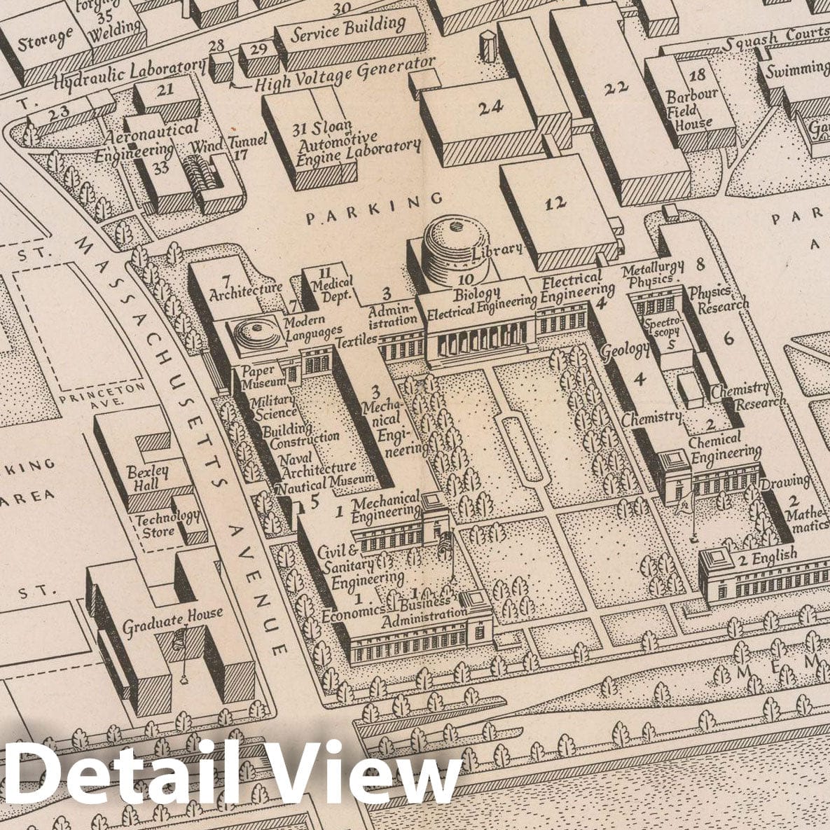Historic Map : MIT 1944 , Vintage Wall Art