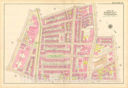 Historic Map : Atlas City of Boston, Boston Proper and Back Bay, Boston 1917 Plate 017 , Vintage Wall Art
