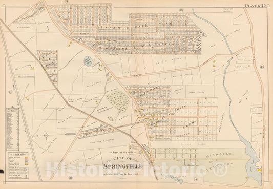 Historic Map : Atlas City of Springfield, Springfield 1899 Plate 023 , Vintage Wall Art