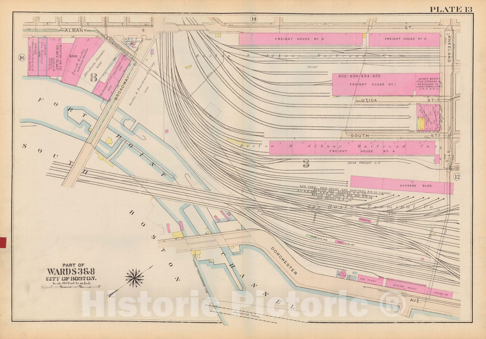 Historic Map : Atlas City of Boston: Boston Proper and Back Bay, Boston 1928 Plate 013 , Vintage Wall Art