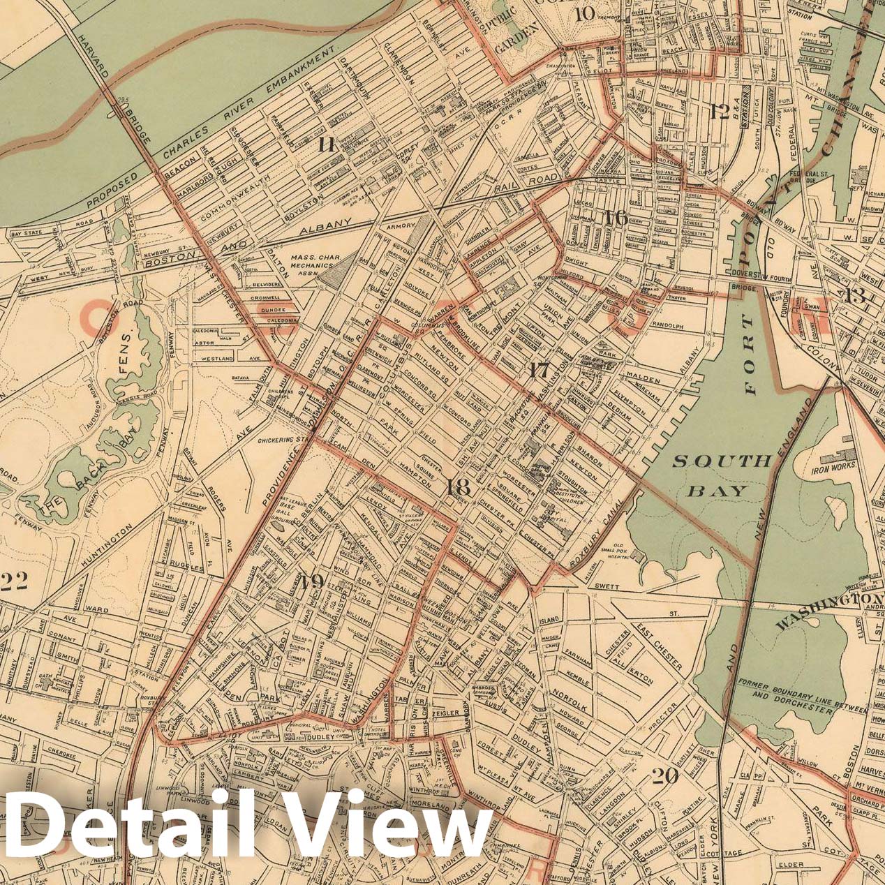 Historic Map : Atlas of Massachusetts, Boston 1891 , Vintage Wall Art