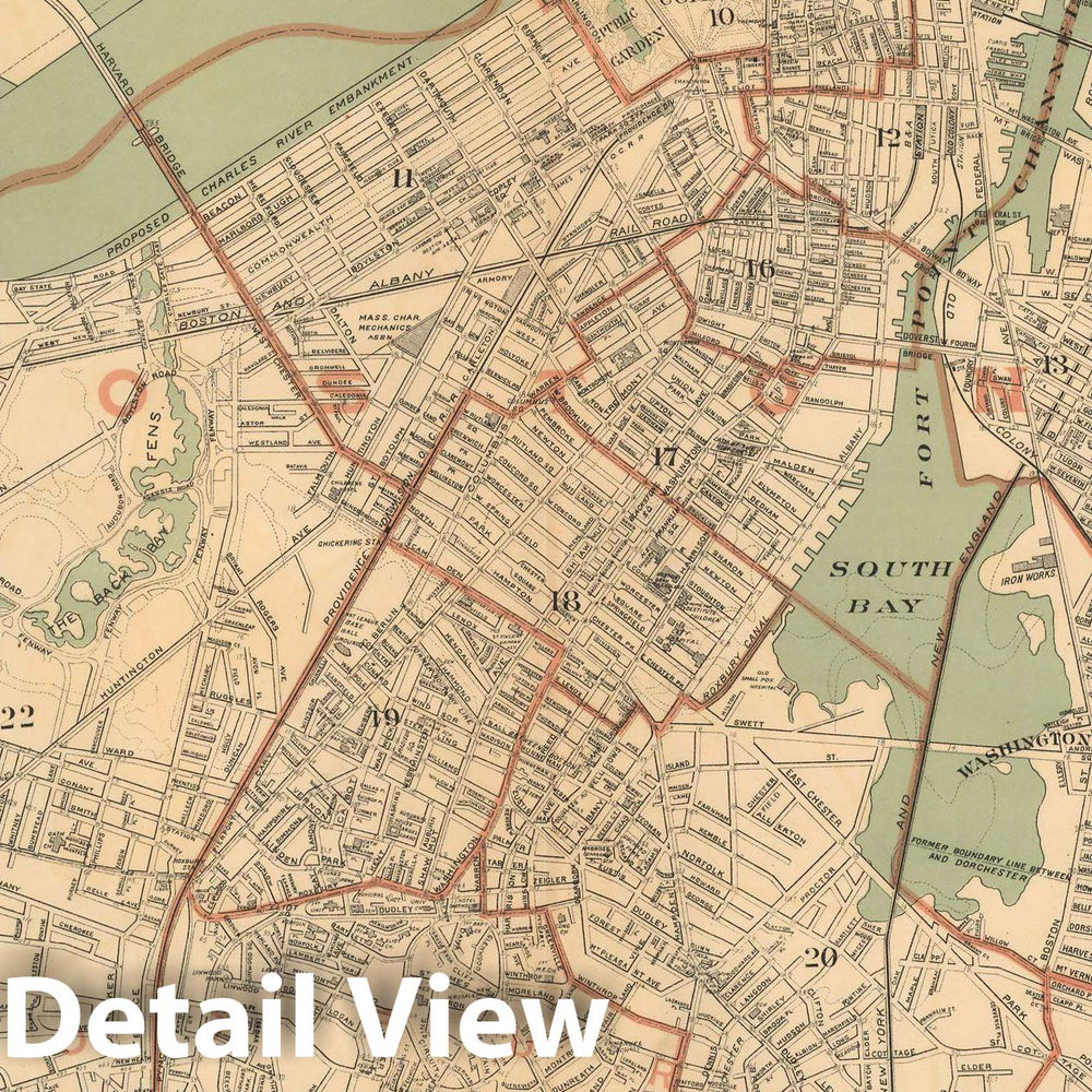 Historic Map : Atlas of Massachusetts, Boston 1891 , Vintage Wall Art