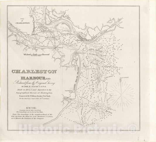Historic Map : American Coast Pilot, 12th Edition, Charleston 1842 , Vintage Wall Art