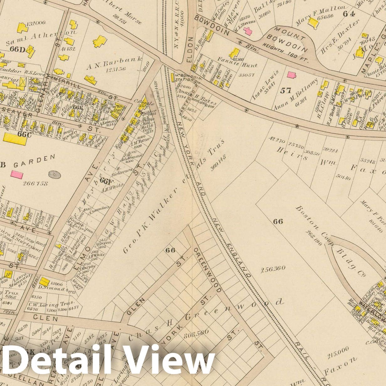 Historic Map : Atlas of Dorchester, Dorchester 1884 Plate F , Vintage Wall Art