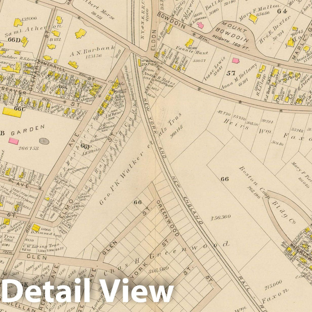 Historic Map : Atlas of Dorchester, Dorchester 1884 Plate F , Vintage Wall Art