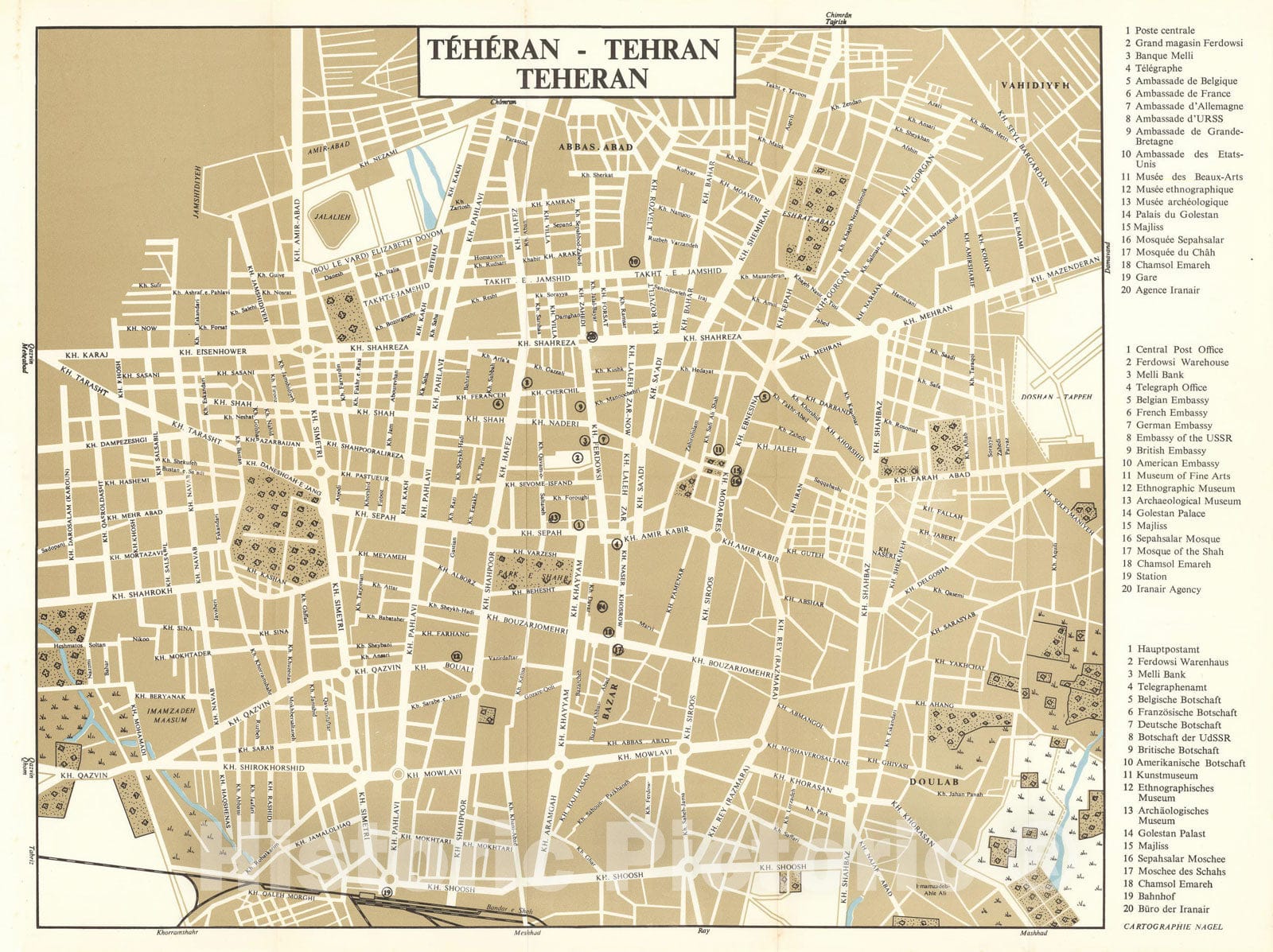 Historic Map : Tehran 1968 , Vintage Wall Art
