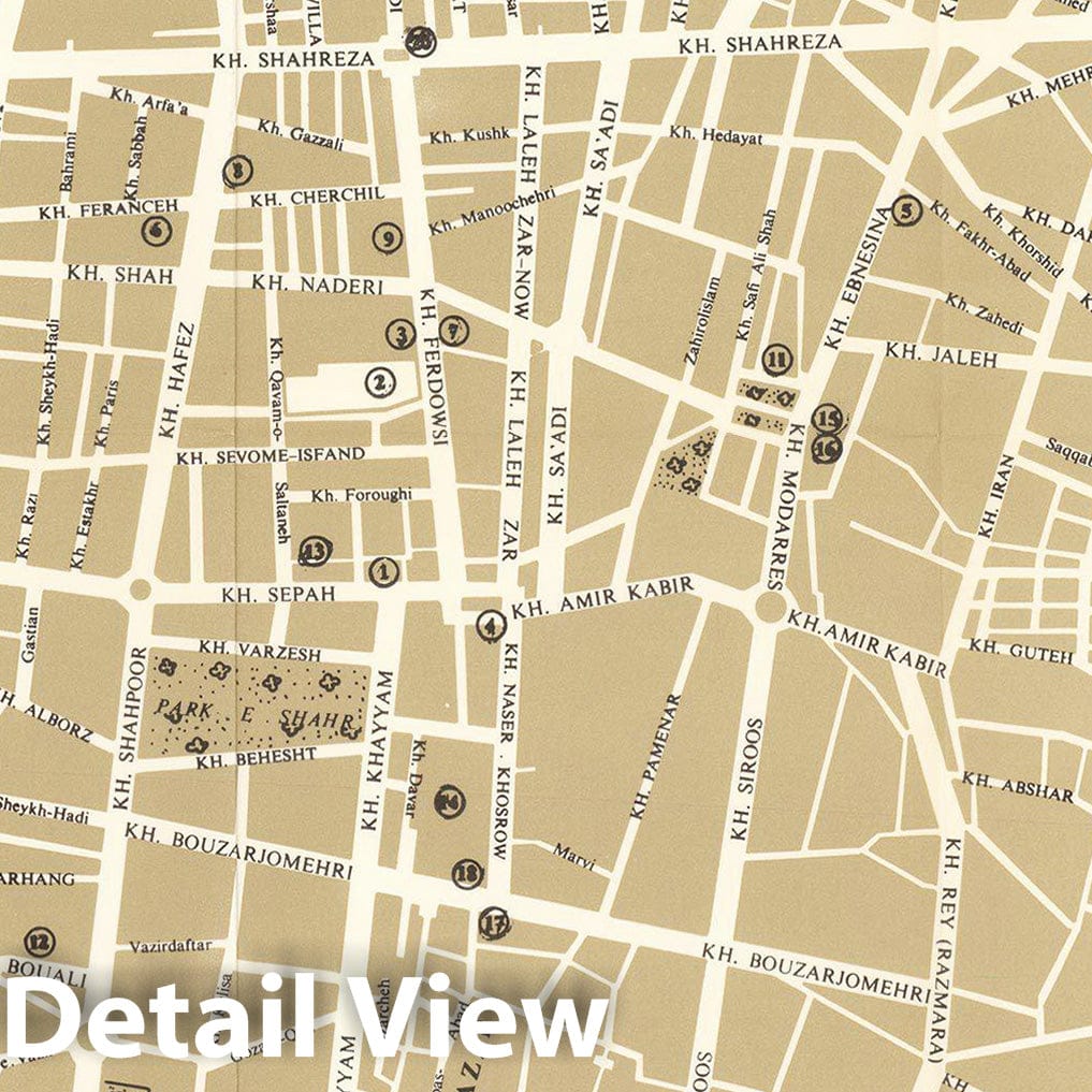 Historic Map : Tehran 1968 , Vintage Wall Art