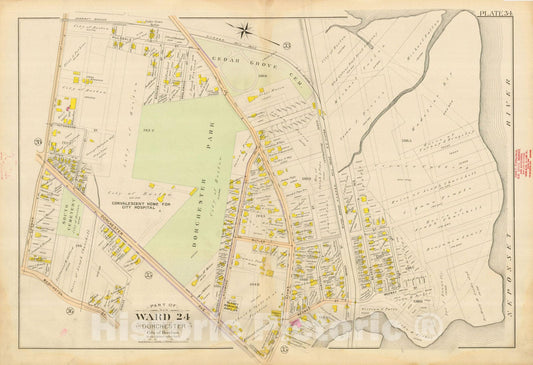 Historic Map : Atlas City of Boston, Vol. 5, Dorchester, Dorchester 1898 Plate 034 , Vintage Wall Art