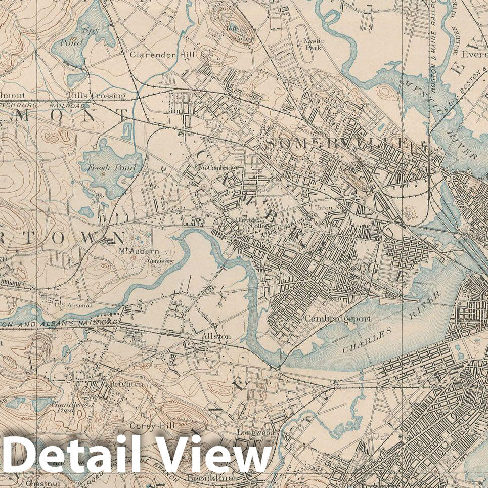 Historic Map : Atlas of Massachusetts, Boston & Malden & Medford & Melrose & Watertown 1890 Page 31 , Vintage Wall Art