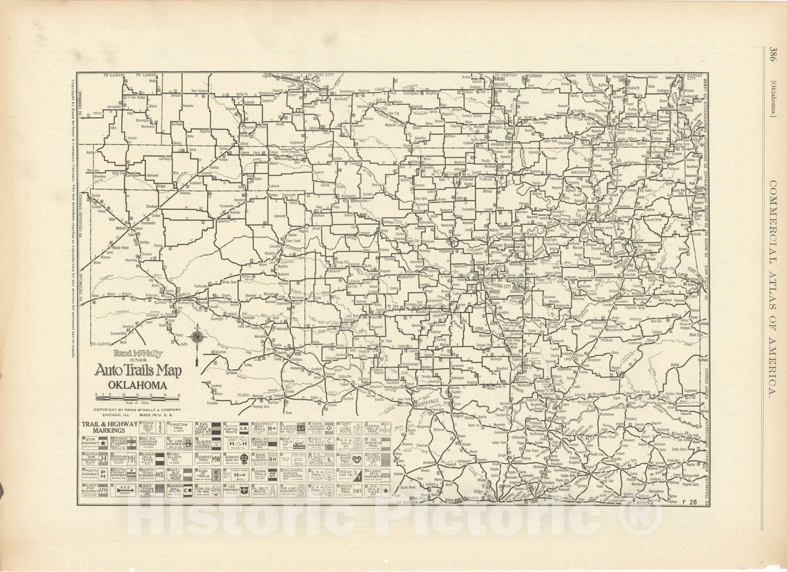 Historic Map : Oklahoma 1925 , v2, Vintage Wall Art