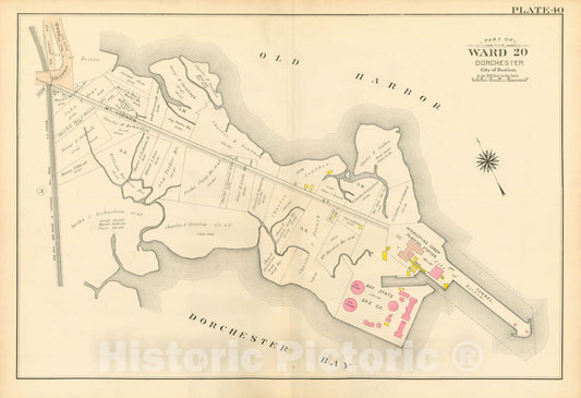 Historic Map : Atlas City of Boston, Vol. 5, Dorchester, 4th Ed., Dorchester 1904 Plate 040 , Vintage Wall Art