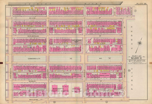 Historic Map : Atlas of Boston Proper, 1898 Plate 020 , Vintage Wall Art