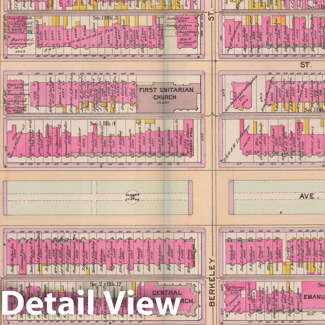 Historic Map : Atlas of Boston Proper, 1898 Plate 020 , Vintage Wall Art
