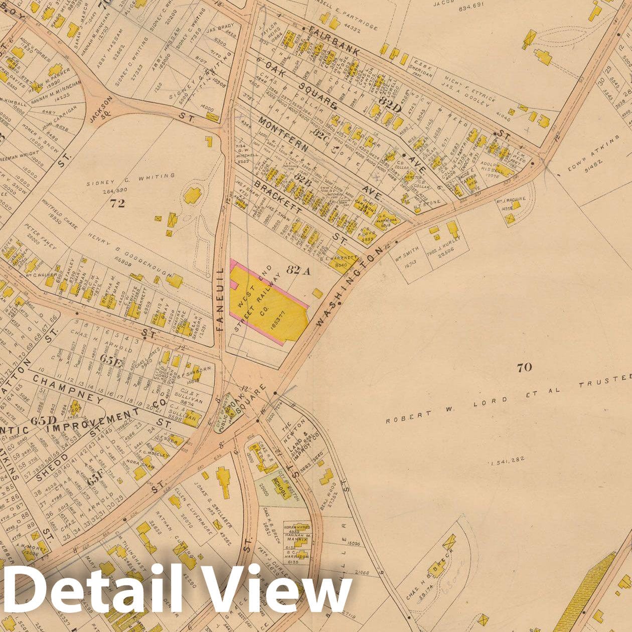 Historic Map : Atlas of Dorchester, West Roxbury and Brighton, Brighton 1899 Plate 039 , Vintage Wall Art