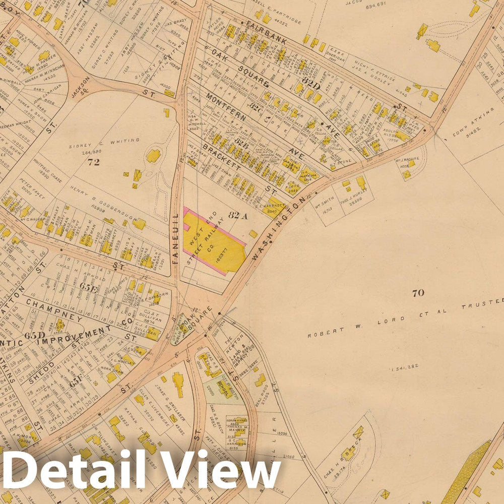 Historic Map : Atlas of Dorchester, West Roxbury and Brighton, Brighton 1899 Plate 039 , Vintage Wall Art