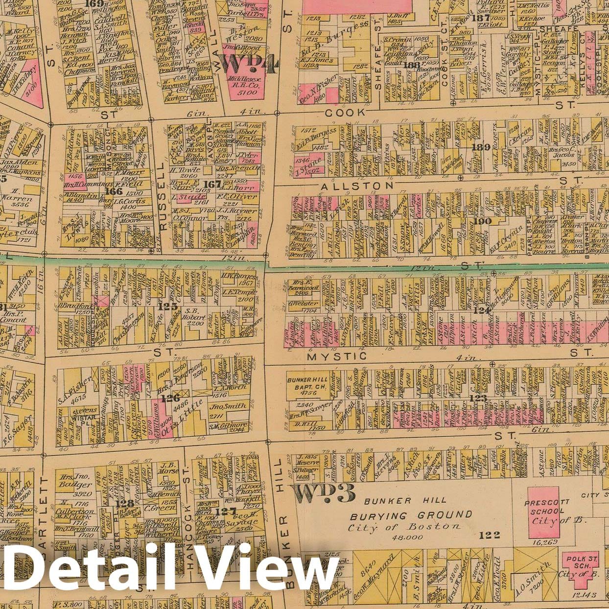 Historic Map : Boston Vol. 6, Charlestown & Brighton, Charlestown 1885 Plate C , Vintage Wall Art