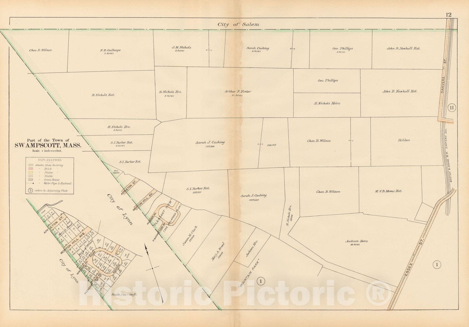 Historic Map : Atlas of Town of Swampscott, Swampscott 1897 Plate 012 , Vintage Wall Art