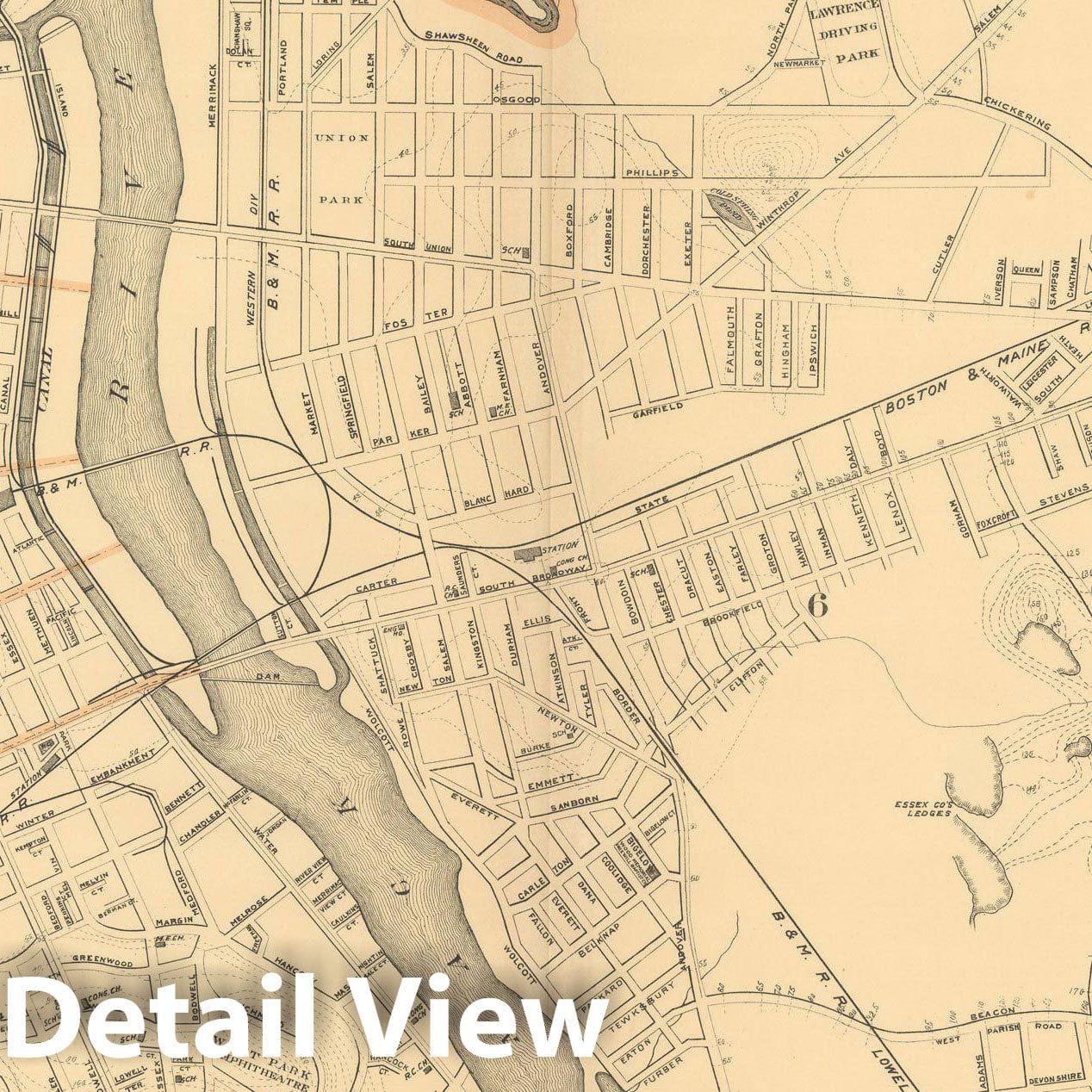 Historic Map : Atlas of Massachusetts, Lawrence 1904 , Vintage Wall Art