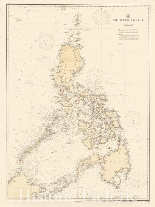 Historic Map : Coastal Charts - Philippines 1939 , Vintage Wall Art
