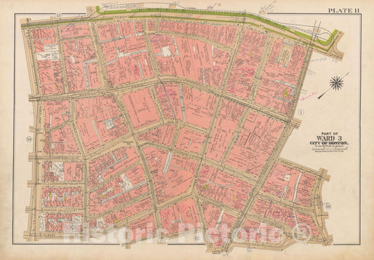 Historic Map : Atlas City of Boston, Boston 1938 Plate 011 , Vintage Wall Art