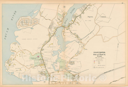 Historic Map : Atlas of Cape Ann, Gloucester, Rockport and Manchester, Gloucester 1899 Page 18 , Vintage Wall Art