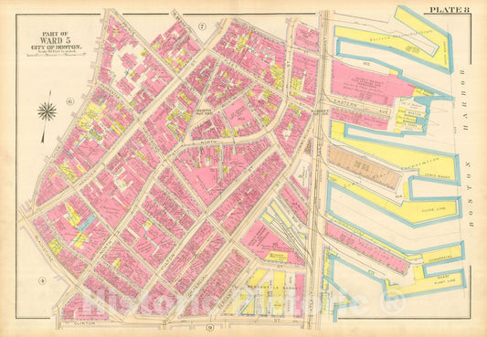 Historic Map : Atlas City of Boston, Boston Proper and Back Bay, Boston 1917 Plate 008 , Vintage Wall Art