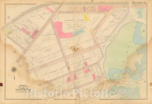 Historic Map : Atlas City of Boston, Boston 1912 Plate 033 , Vintage Wall Art