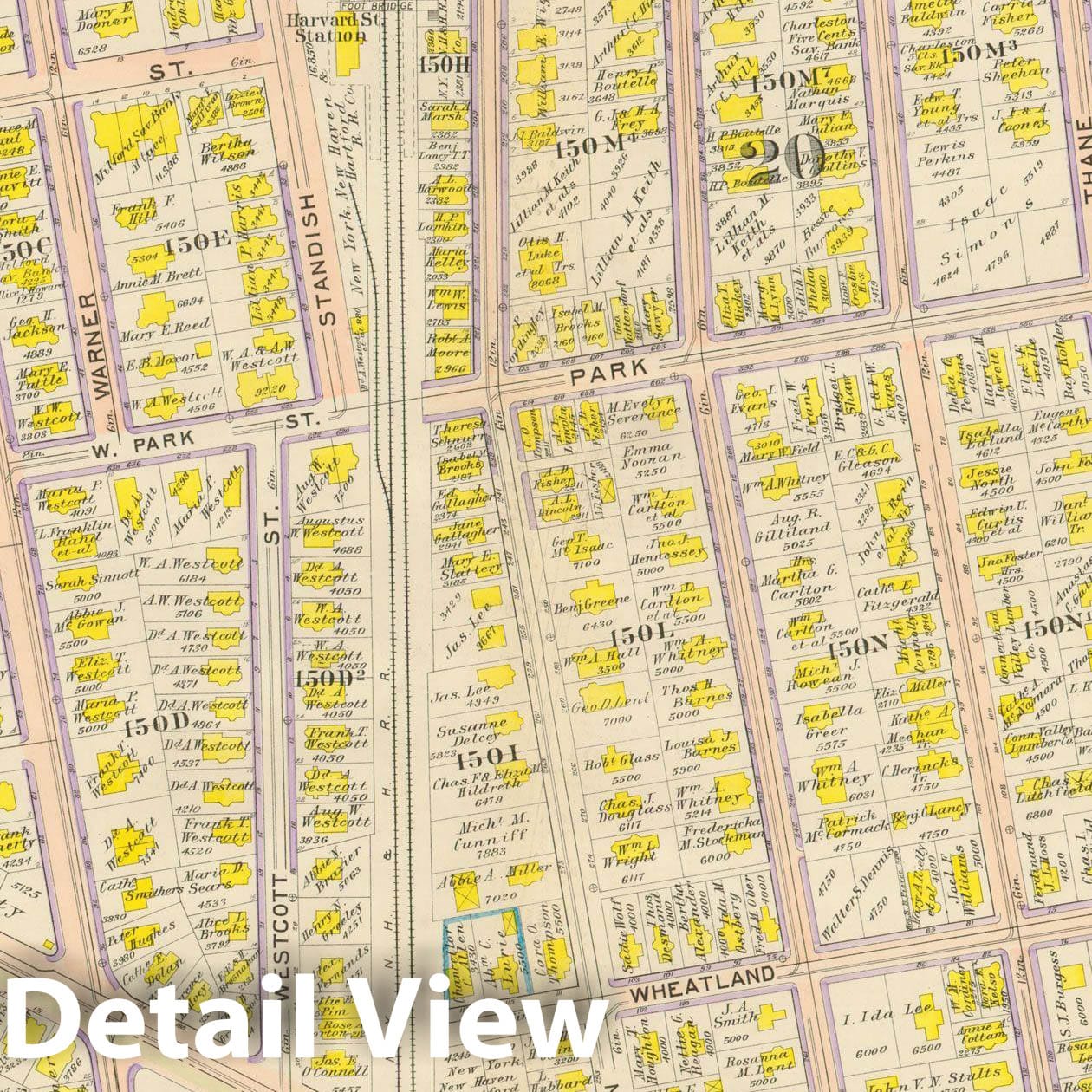 Historic Map : Atlas City of Boston, Dorchester, Dorchester 1910 Plate 023 , Vintage Wall Art