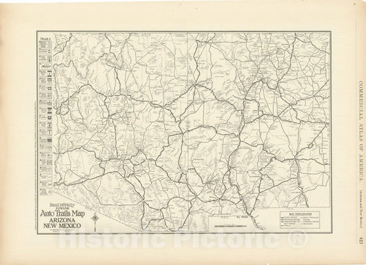 Historic Map : Arizona & New Mexico 1925 , Vintage Wall Art