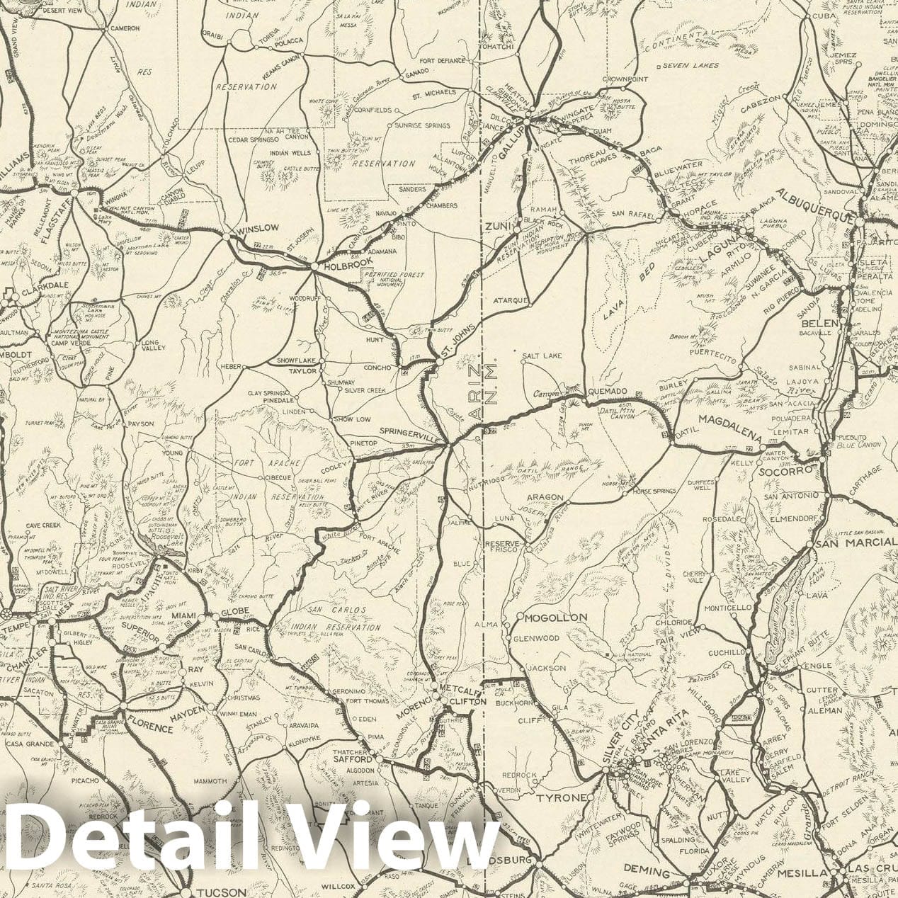Historic Map : Arizona & New Mexico 1925 , Vintage Wall Art