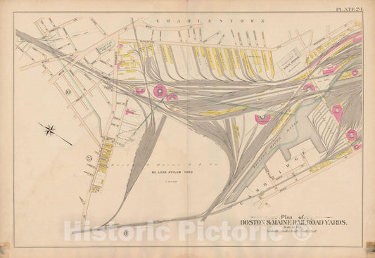 Historic Map : Atlas City of Somerville, Somerville 1895 Plate 024 , Vintage Wall Art