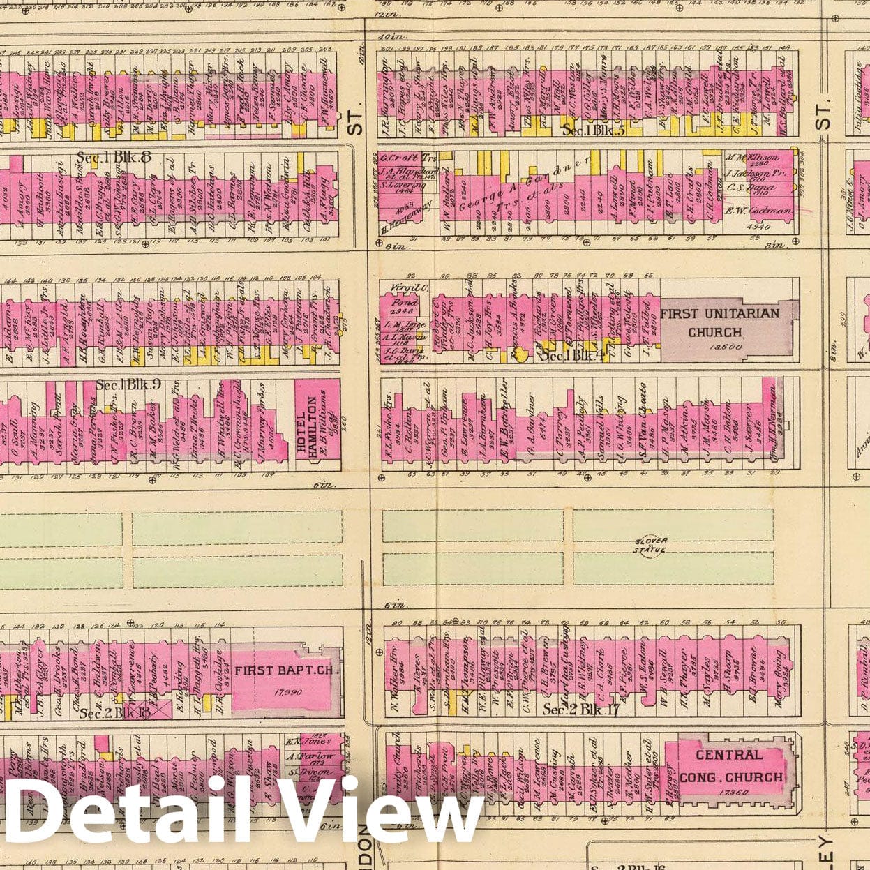 Historic Map : Boston 1895 Plate 008 , Atlas City of Boston Proper & Roxbury , Vintage Wall Art