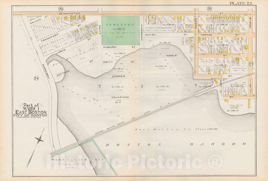 Historic Map : Atlas City of Boston, Vol. 9, East Boston 1892 Plate 025 , Vintage Wall Art