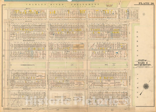 Historic Map : Atlas City of Boston, Boston 1912 Plate 020 , Vintage Wall Art
