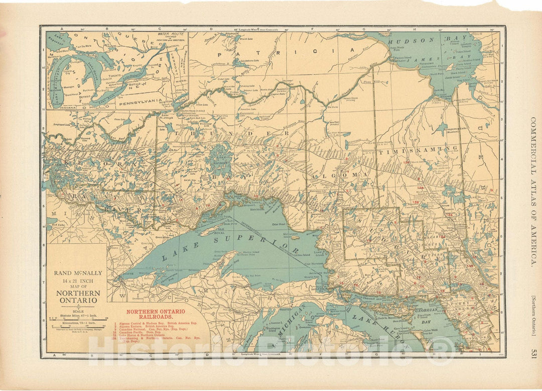 Historic Map : Commercial Atlas of America, 56th Edition, Ontario 1925 , v2, Vintage Wall Art