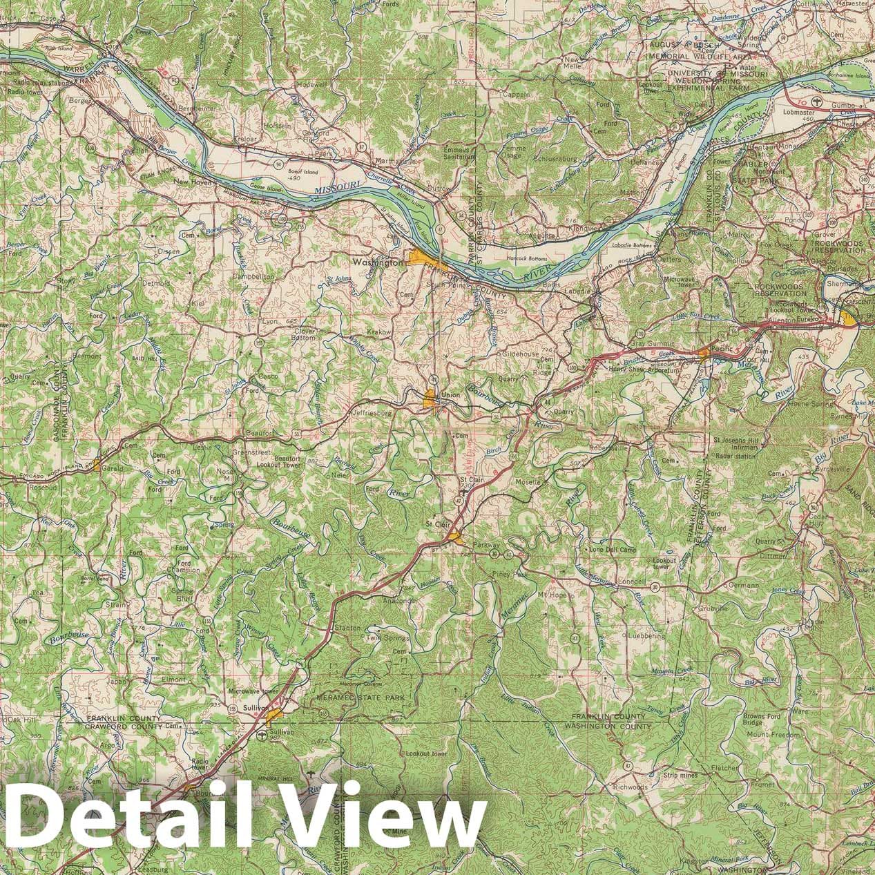 Historic Map : USGS 1:250,000 Topographic Maps, Saint Louis 1968 , Vintage Wall Art