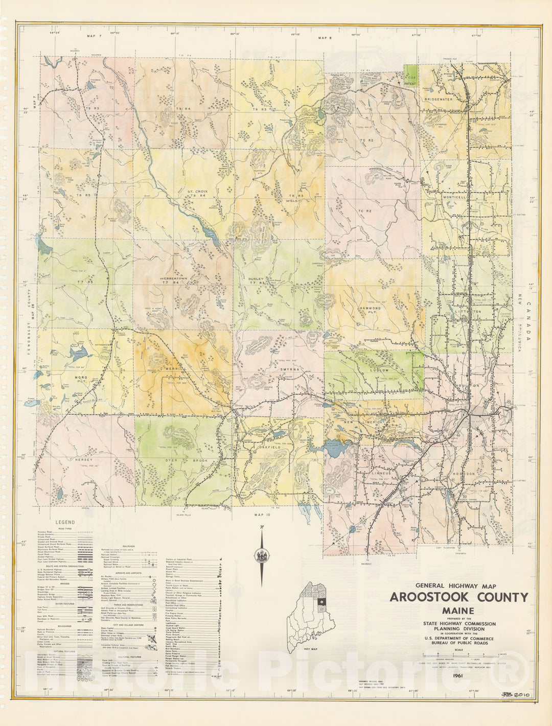 Historic Map : Maine General Highway County Maps, Aroostook 1938 Plate 009 , Vintage Wall Art